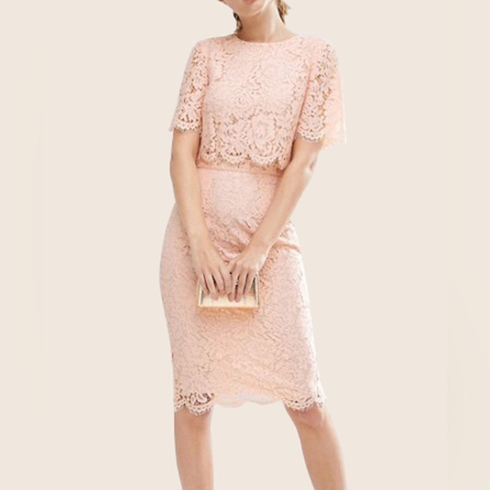 ASOS Crop Top Lace Midi Pencil Dress